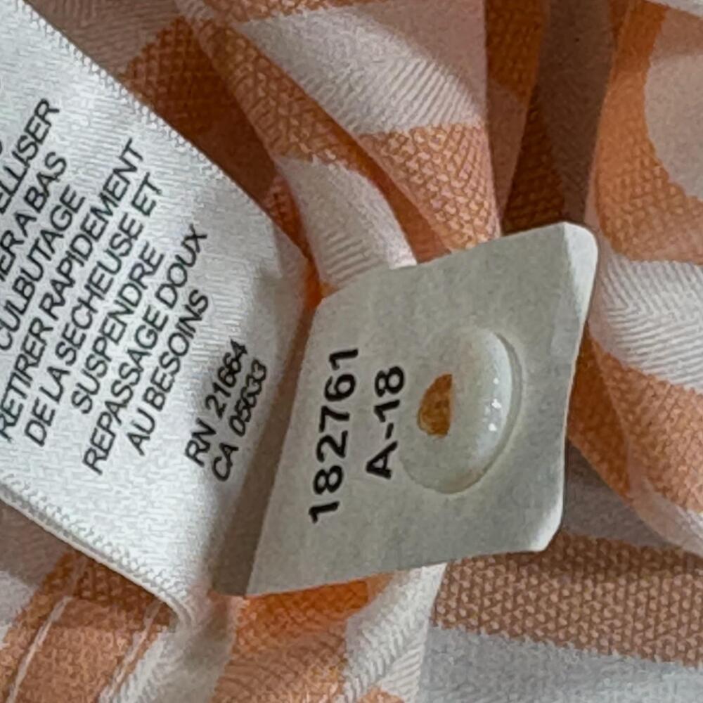 Foxcroft Button Up Shirt Womens 8 Orange Stripe Heritage Non Iron 3/4 Sleeve Top - Picture 8 of 16
